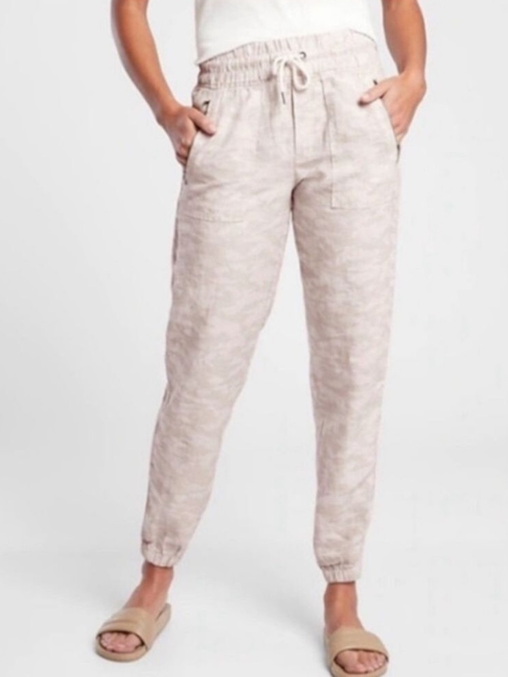 Athleta Cabo Tide Linen Jogger in Neutral Camo - Plus Size 22